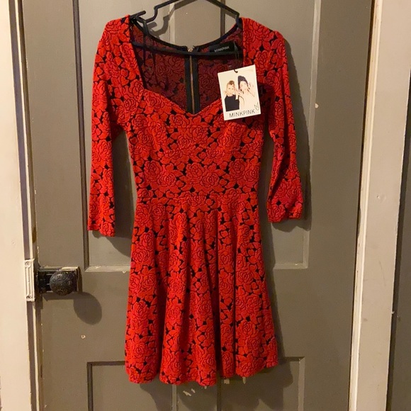 SOLD - MINK PINK red and black dress - Picture 3 of 7